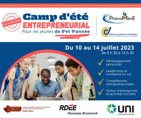 Camp d'été entrepreneurial pour les jeunes de 8<sup>e</sup> et 9<sup>e</sup> année à l’UMCS