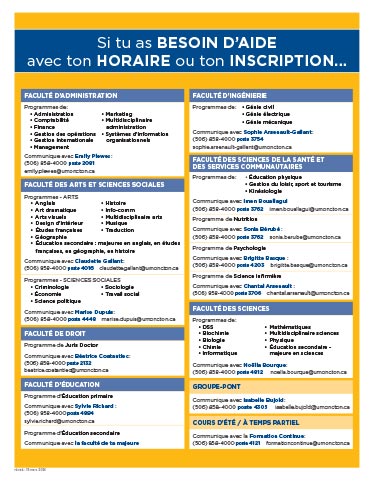 Si tu as besoin d’aide avec ton horaire