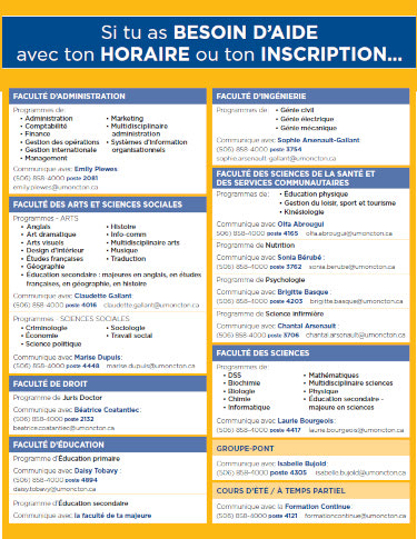 Si tu as besoin d’aide avec ton horaire