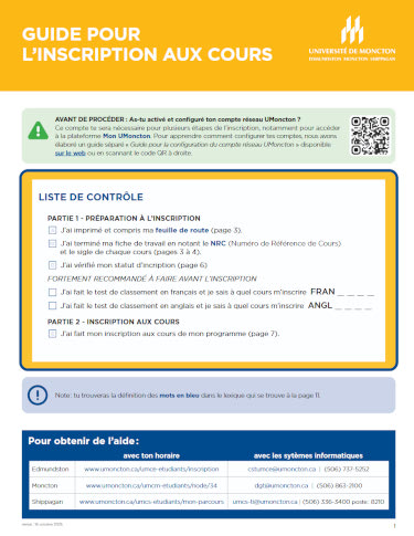 Guide pour l’inscription aux cours