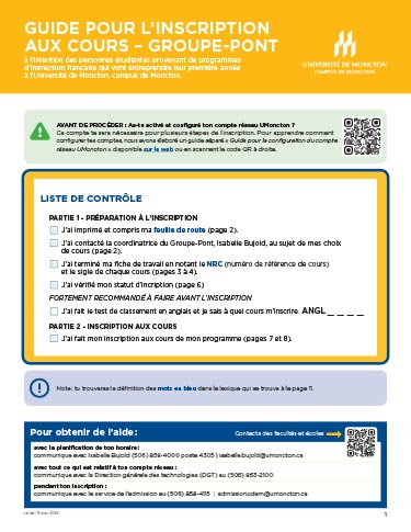 Guide pour l’inscription aux cours - Groupe-Pont