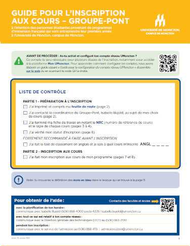 Guide pour l’inscription aux cours - Groupe-Pont