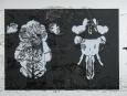 Shivanya Ra. Within/Throughout: Disjunction Encountered, 2026 Sérigraphie sur papier Stonehenge, éléments en carton mat réalisés à l’encre de Chine noire et blanche, vernis et peinture acrylique | Silkscreen on Stonehenge paper, matte board components using black and white India ink with varnish, and acrylic paint