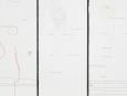 Angèle Cormier, À travers les blinds, no. 1 à 5 (détail), fils et papier, 2008. Photo : Mathieu Léger
